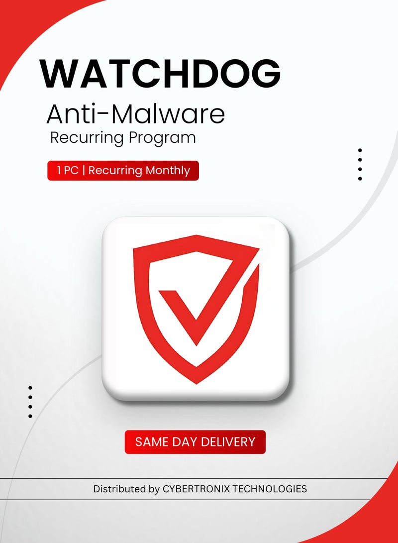 Watchdog Watchdog Anti-Malware Recurring Program | 1 PC Monthly Subscription | Digital License | SAME DAY DELIVERY