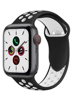 PROMASS Replacement Strap Watchband For Apple Watch Series 7 41mm / 6 / SE / 5 / 4 40mm / 3 / 2 / 1 38mm Black/White 