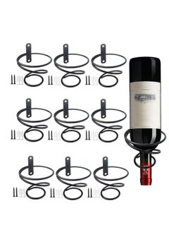 SYOSI 10 Pcs Mounted Wine Racks, Spiral Wine Wall Holder, Metal Wine Bottle Display Holder, Wine Rack for Wine Organizer and Storage Wall Wine Themed Decor, Black (Downward Style)  - Image 1