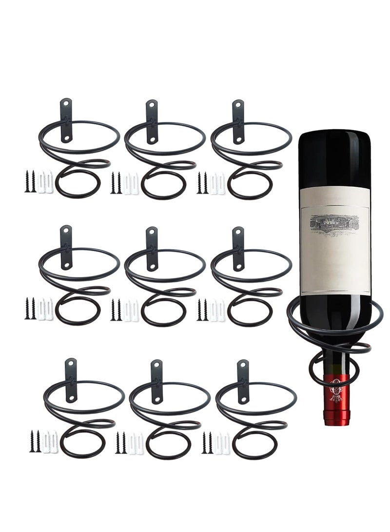 SYOSI 10 Pcs Mounted Wine Racks, Spiral Wine Wall Holder, Metal Wine Bottle Display Holder, Wine Rack for Wine Organizer and Storage Wall Wine Themed Decor, Black (Downward Style) - Image 1