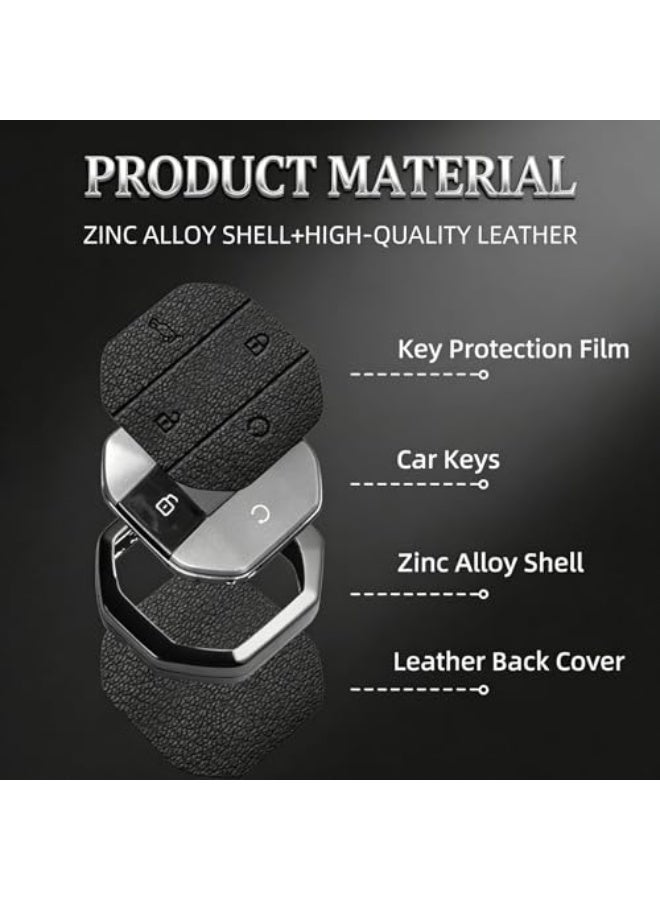 for Jetour T1 T2 Key Cover 2025 2026, Durable Alloy Metal Key Protector Case Anti-Fall & Wear-Resistant, Car Keychain Accessory Compatible with Jetour T1 T2 Traveller Keys (Gray) - Image 3
