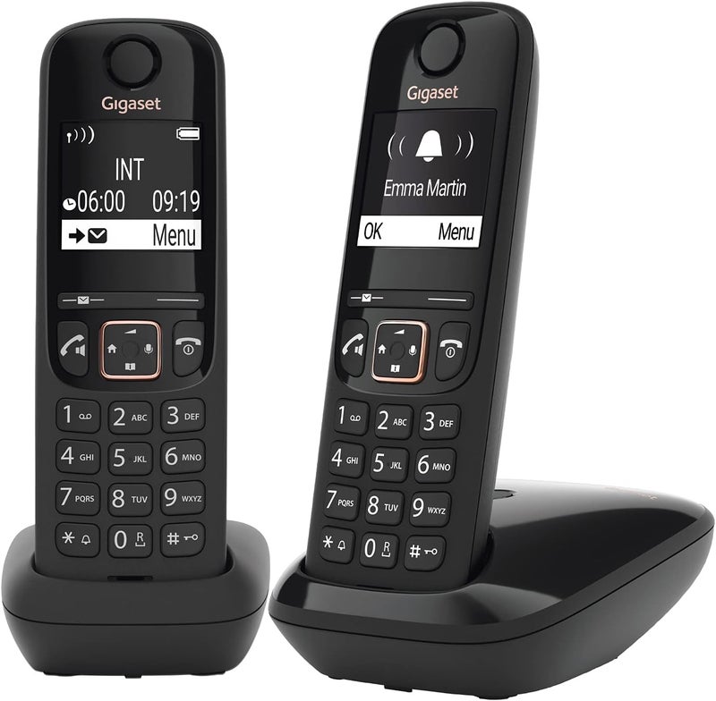 Gigaset A694 DUO - Two Cordless DECT Telephones - Large High Contrast Display - Excellent Audio Quality - Ergonomic Keypad, Black [UK Version] - Image 1