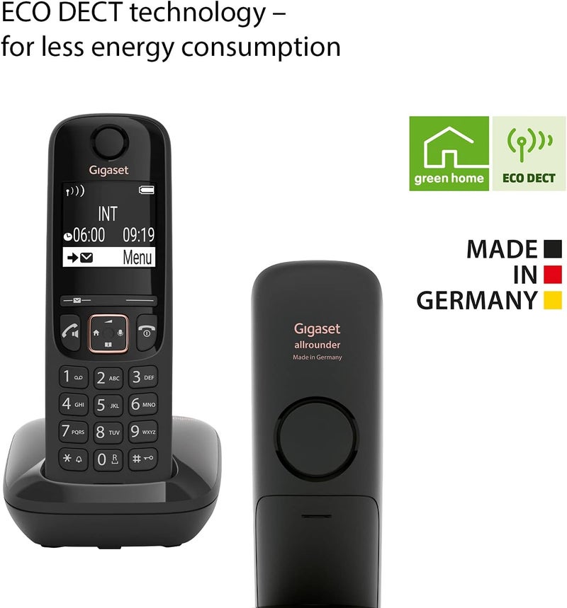 Gigaset A694 DUO - Two Cordless DECT Telephones - Large High Contrast Display - Excellent Audio Quality - Ergonomic Keypad, Black [UK Version] - Image 5
