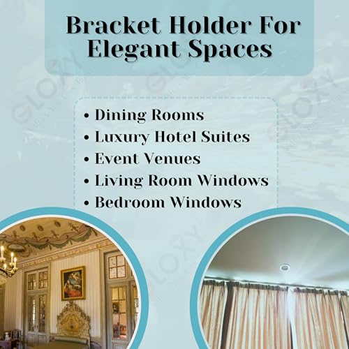 GLOXY Single Diamond Aluminum Curtain Brackets Parda Holders with Support Fittings Designer 1 Inch Rod Pocket Finials for Door & Window(Silver Mix Sky Blue,Pair of 5) - Image 5