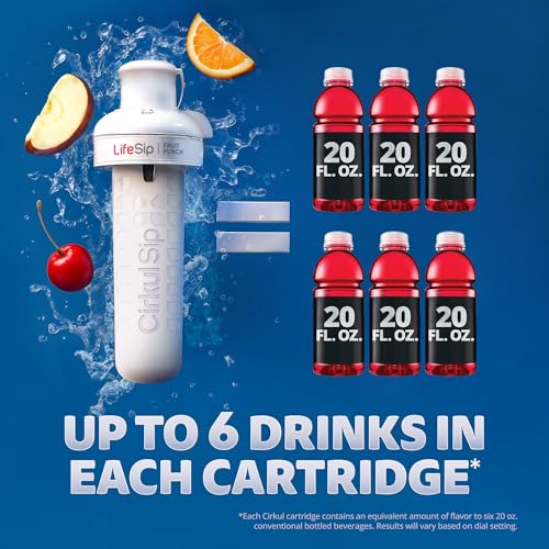 Cirkul 22oz. BPA-Free Plastic Water Bottle Starter Kit with Blue Lid, 2 Flavor Cartridges (1 LifeSip Fruit Punch, 1 FitSip Mixed Berry) No Sugar, Zero Calorie Drink Mix - Image 5