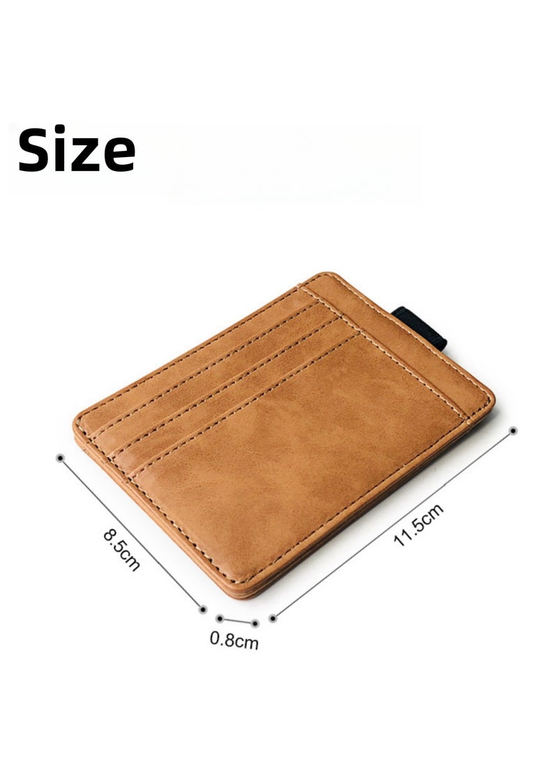 NOVOLAN Card Wallet 7 Card Slots for Ample Storage, Elastic Band Closure, Driver License Card Slot for Convenience, Pu Leather Construction, Coin Pocket, Folded Bills, Receipts, 11.5x8.5cm (brown) - Image 5