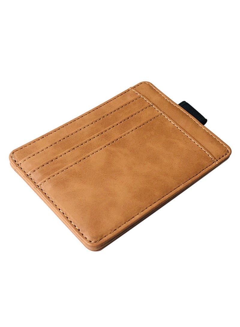 NOVOLAN Card Wallet 7 Card Slots for Ample Storage, Elastic Band Closure, Driver License Card Slot for Convenience, Pu Leather Construction, Coin Pocket, Folded Bills, Receipts, 11.5x8.5cm (brown) - Image 2