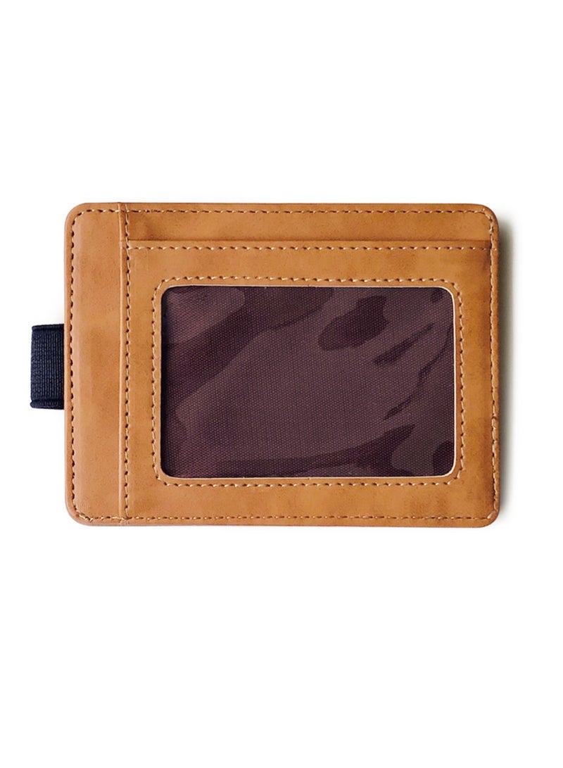 NOVOLAN Card Wallet 7 Card Slots for Ample Storage, Elastic Band Closure, Driver License Card Slot for Convenience, Pu Leather Construction, Coin Pocket, Folded Bills, Receipts, 11.5x8.5cm (brown) - Image 3