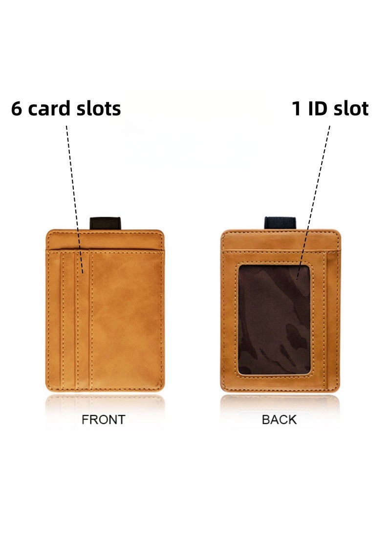 NOVOLAN Card Wallet 7 Card Slots for Ample Storage, Elastic Band Closure, Driver License Card Slot for Convenience, Pu Leather Construction, Coin Pocket, Folded Bills, Receipts, 11.5x8.5cm (brown) - Image 4