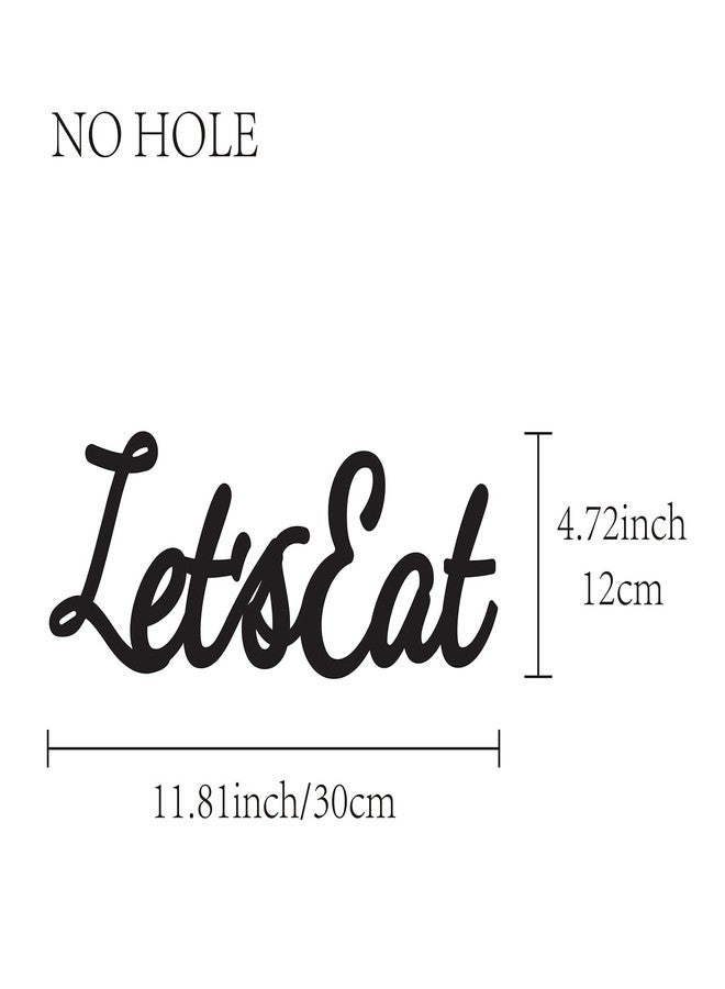 لوحة جدارية خشبية من CREATCABIN، مكتوب عليها "هيا نأكل"، باللون الأسود، بتصميم كتابة يدوية، مقطوعة بالليزر، حروف غير مكتملة، قطعة فنية جدارية يمكنك تركيبها بنفسك، مناسبة للمطبخ، المنزل، غرفة الطعام، المقهى، المطعم، مقاس 11.8 × 4.72 بوصة - Image 2