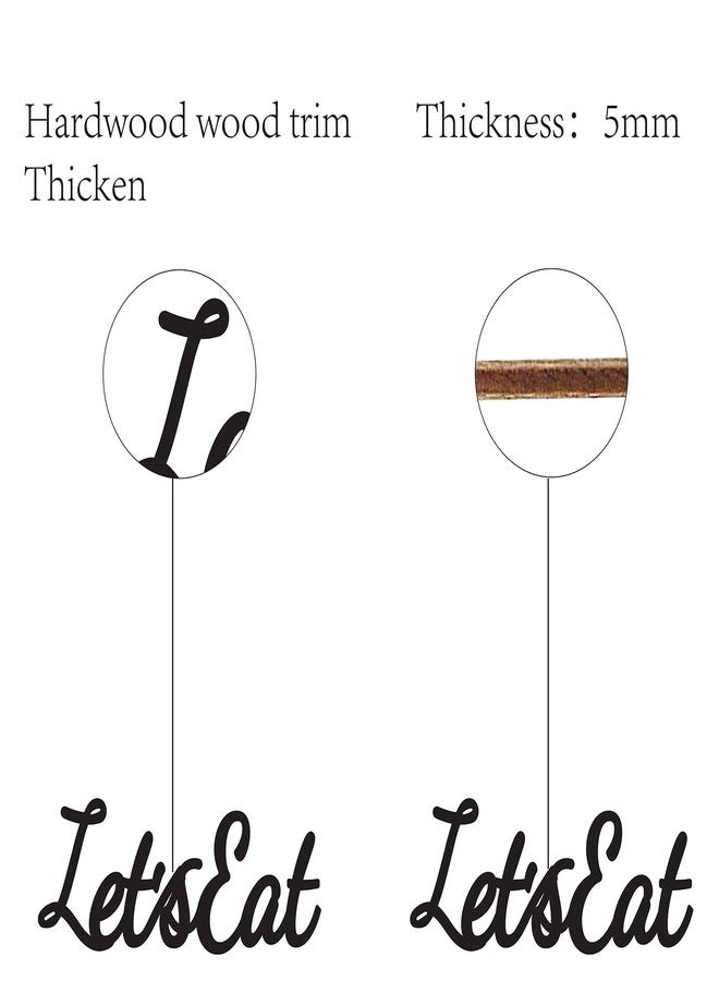 لوحة جدارية خشبية من CREATCABIN، مكتوب عليها "هيا نأكل"، باللون الأسود، بتصميم كتابة يدوية، مقطوعة بالليزر، حروف غير مكتملة، قطعة فنية جدارية يمكنك تركيبها بنفسك، مناسبة للمطبخ، المنزل، غرفة الطعام، المقهى، المطعم، مقاس 11.8 × 4.72 بوصة - Image 3