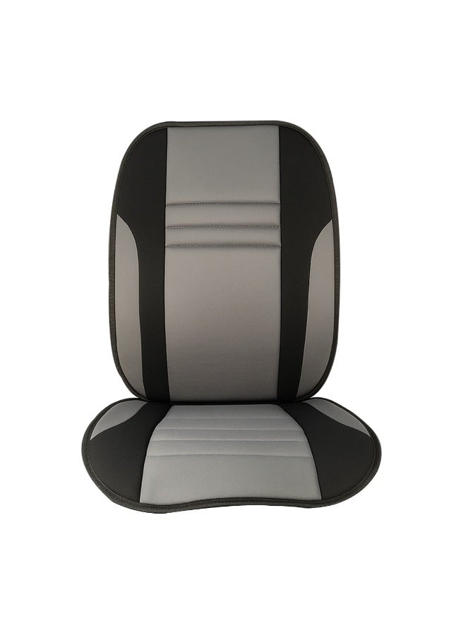 موب وسادة مقعد سيارة عالمية من جلد البولي يوريثين والقماش لتوفير الراحة - دعم مريح، تصميم جيد التهوية، سهلة التركيب، مناسبة للسيارات والشاحنات وسيارات الدفع الرباعي (رمادي وأسود) - Image 2
