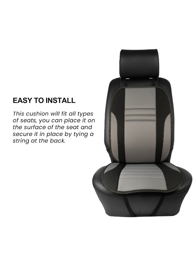 موب وسادة مقعد سيارة عالمية من جلد البولي يوريثين والقماش لتوفير الراحة - دعم مريح، تصميم جيد التهوية، سهلة التركيب، مناسبة للسيارات والشاحنات وسيارات الدفع الرباعي (رمادي وأسود) - Image 5