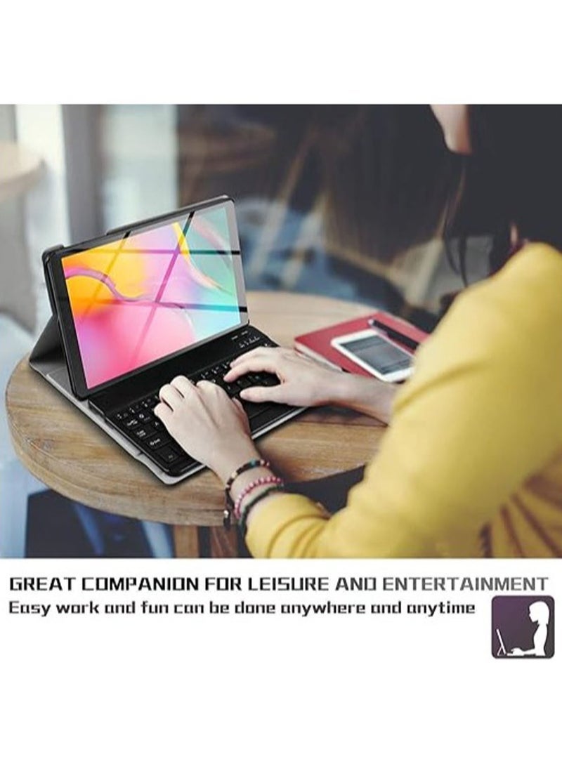 general English & Arabic Language Keyboard Case for Honor Pad X8a 11 Inch (2024),Seven-Color Backlit Bluetooth Split Removable Keyboard & Leather Tablet Protective Cover - Image 2