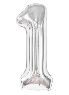 KATCHON Silver 1 Balloon for First Birthday - 40 Inch | Silver One Balloon for First Birthday Decorations  - Image 1