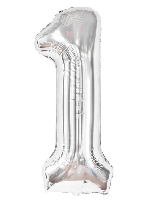 Silver 1 Balloon for First Birthday - 40 Inch | Silver One Balloon for First Birthday Decorations