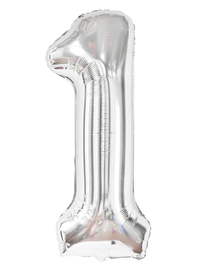 KATCHON Silver 1 Balloon for First Birthday - 40 Inch | Silver One Balloon for First Birthday Decorations  - Image 1