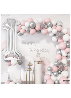 KATCHON Silver 1 Balloon for First Birthday - 40 Inch | Silver One Balloon for First Birthday Decorations  - Image 2