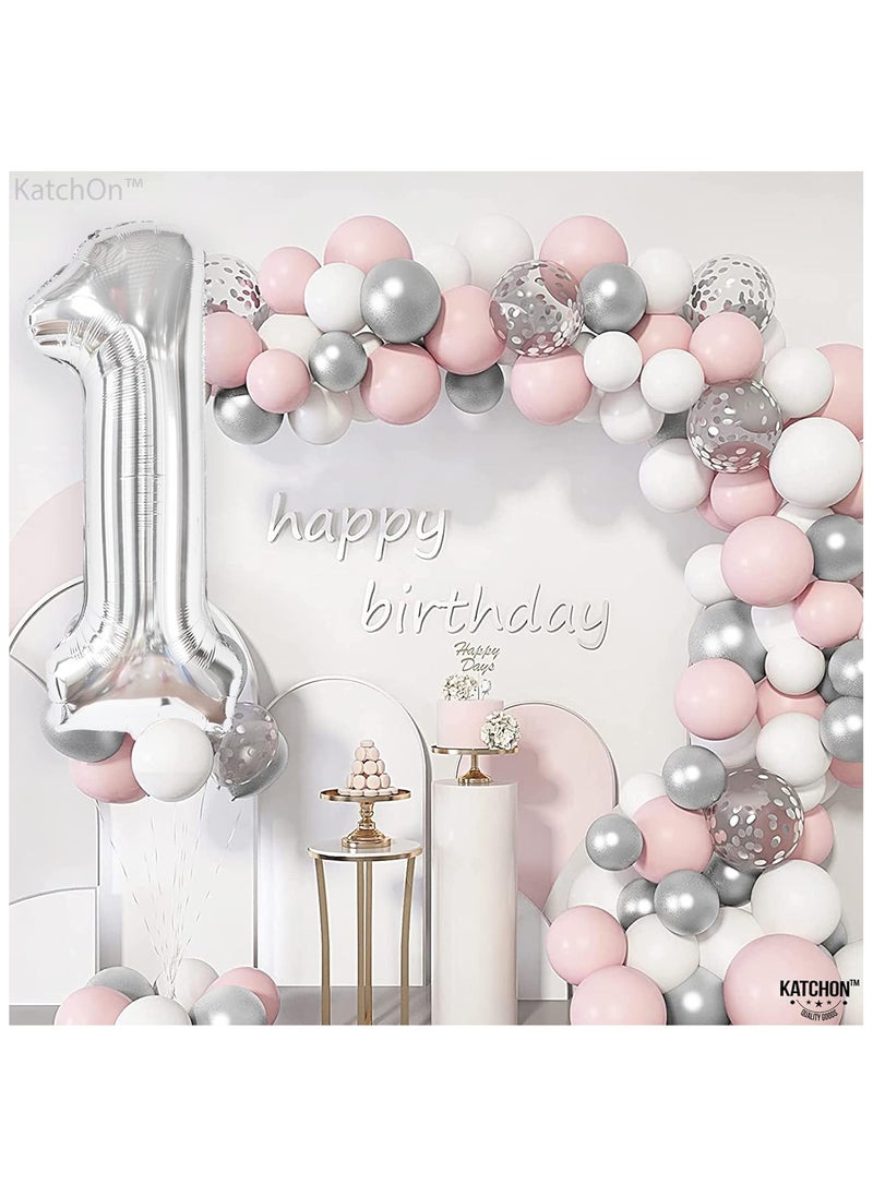 KATCHON Silver 1 Balloon for First Birthday - 40 Inch | Silver One Balloon for First Birthday Decorations  - Image 2