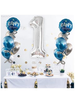 KATCHON Silver 1 Balloon for First Birthday - 40 Inch | Silver One Balloon for First Birthday Decorations  - Image 4