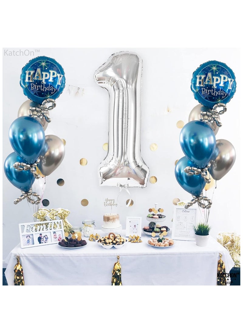 KATCHON Silver 1 Balloon for First Birthday - 40 Inch | Silver One Balloon for First Birthday Decorations  - Image 4