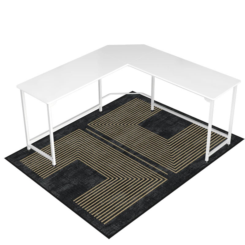 Lreedy Office Chair Mat for Hardwood Floor&Tile Floor,48"X 60" Heavy Duty Desk Chair Mat for Hard Floors,Under Desk Rug for Rolling Computer Chair,Anti Slip,Low Pile Carpet Floor-Geo Black - Image 1