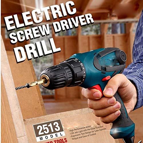 MLD Screwdriver drill machine reverse forward torque adjustable 10mm drilling gun With PH2(+/-) 10pcs Bits and 5 pcs Hss drill bit set KM-105-(10 mm/350w/750 Rpm/230v/Multicolor/Plastic) - Image 3
