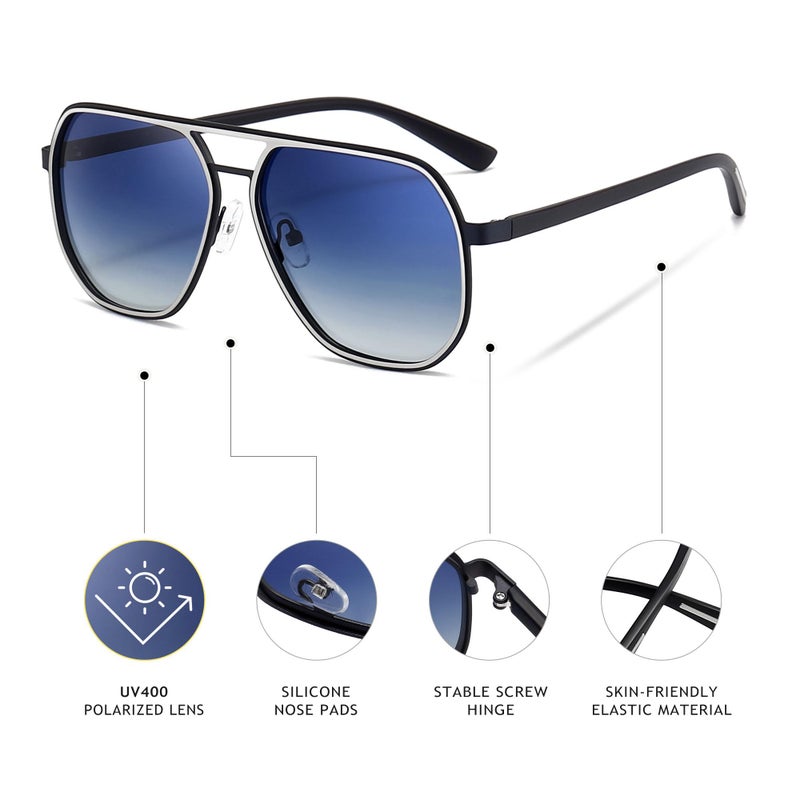 SUNGAIT Aviator Sunglasses for Men and Women, Polarized Trendy Square Sun Glasses Retro Pilot Shades UV Protection - Image 4