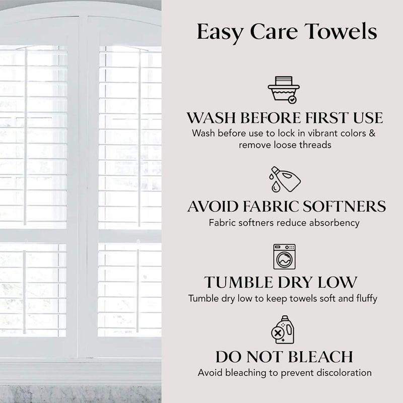 DecorRack 8-Piece Bath Towel Set, 4 Washcloths, 2 Bath Towels, and 2 Hand Towels, Premium Cotton, Highly Absorbent, Super Soft, Quick Dry, White (Set of 8) - Image 4