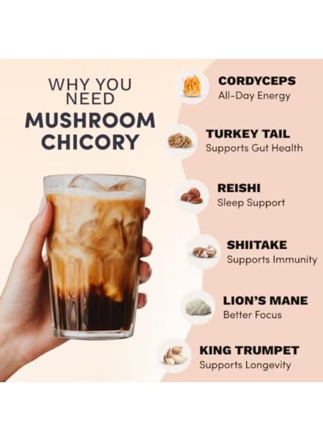 RYZE SUPERFOODS Mushroom Chicory with 6 Organic Adaptogenic Mushrooms, Keto Decaf Coffee with Chicory Root for Energy, Focus, Digestion, Immunity with Lions Mane, Turkey Tail, Shiitake - Image 3