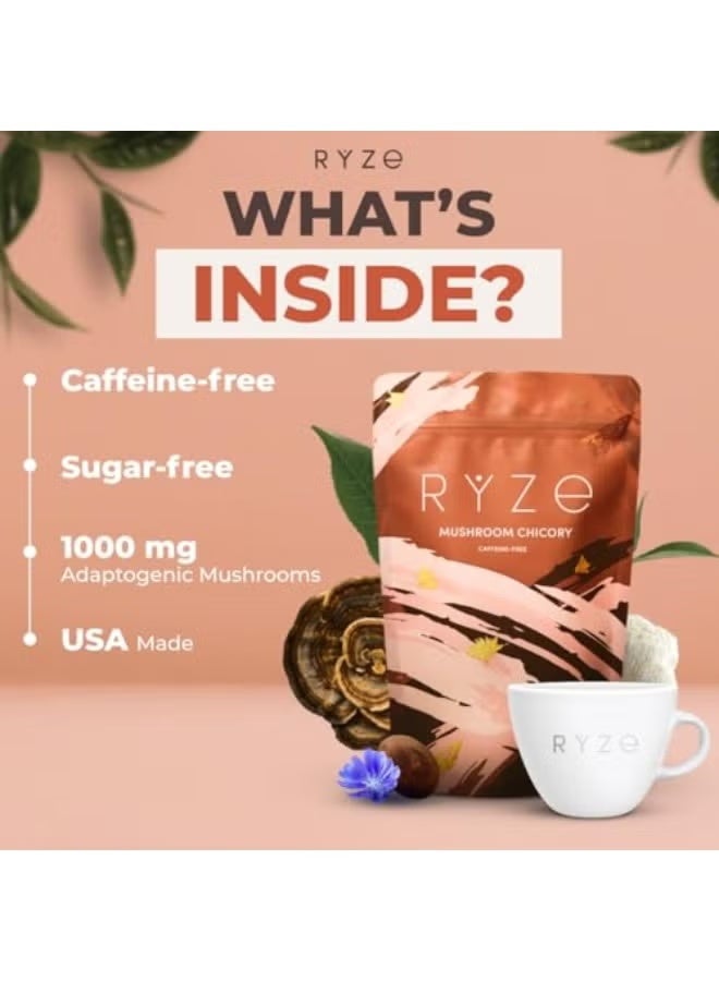 RYZE SUPERFOODS Mushroom Chicory with 6 Organic Adaptogenic Mushrooms, Keto Decaf Coffee with Chicory Root for Energy, Focus, Digestion, Immunity with Lions Mane, Turkey Tail, Shiitake - Image 5