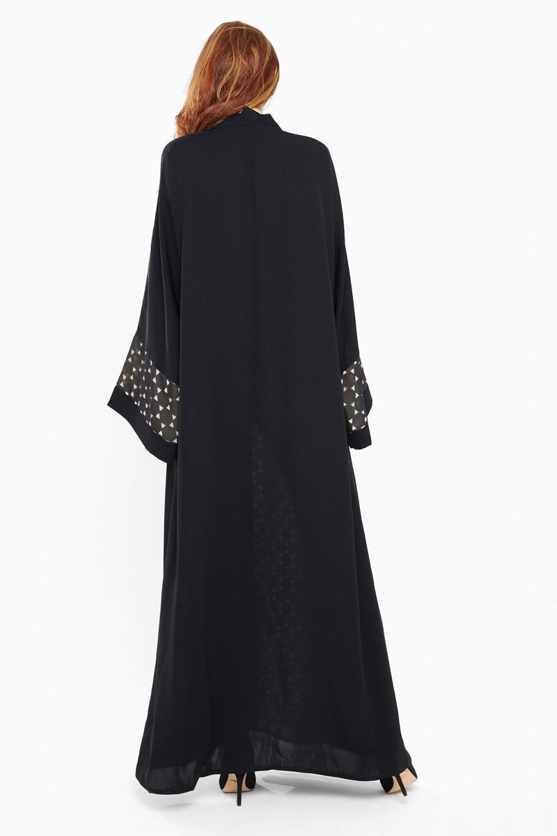 NUKHBAA A casual abaya with laser cut print Abaya-AJ433A - Image 2