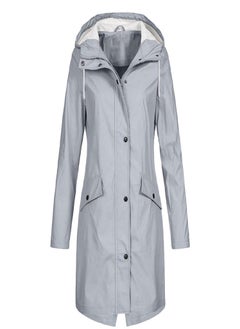 Women Solid Stripe Rain Jacket Outdoor Plus Medium And Long Waterproof Hooded Raincoat Windproof