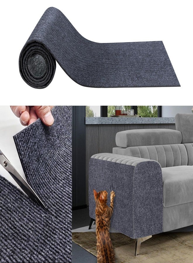 Boxalls Cat Scratch Furniture Protector 78.7"X15.7", Scratching Mat for Counch, Sofa, Wall, Tower, Self-Adhesive DIY Anti Scratch Edge Sticky Pet Pads, Trimmable Carpet Replacement - Dark Grey - Image 1