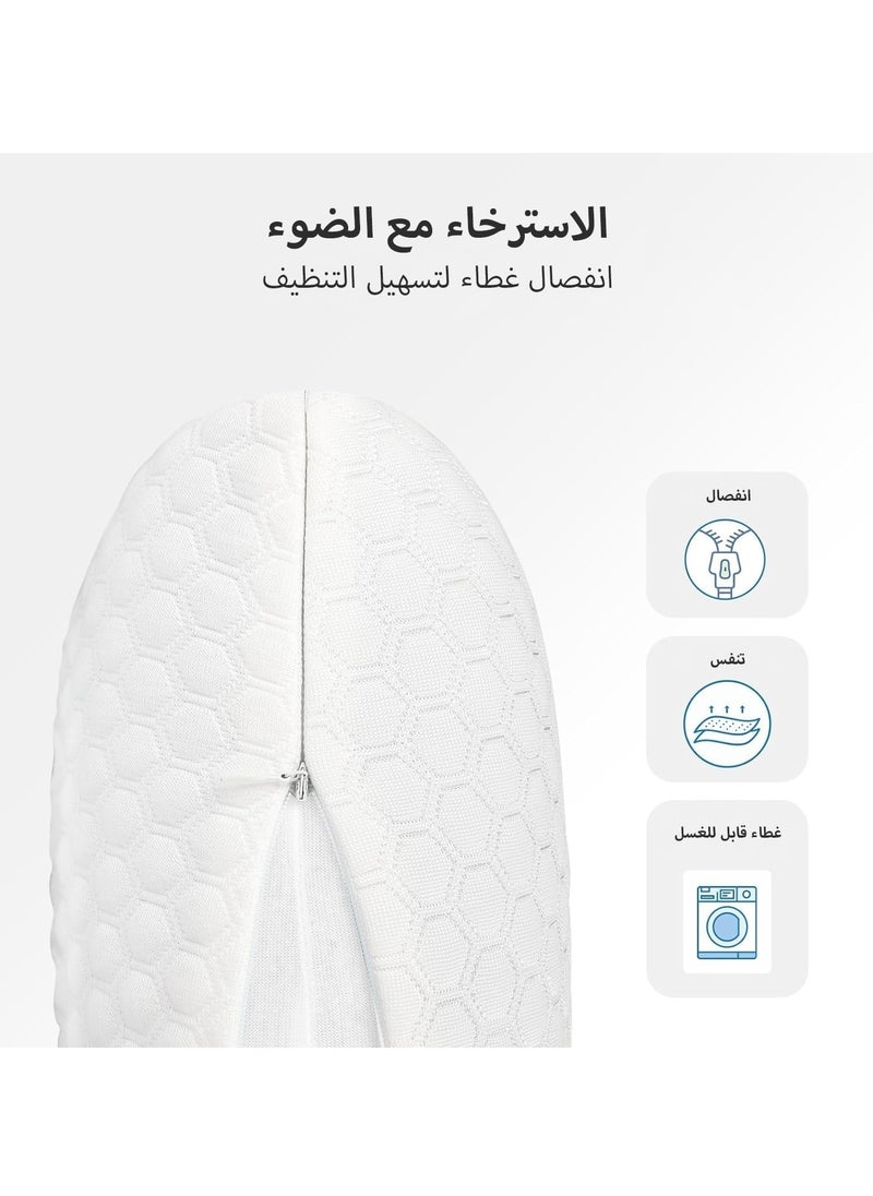 Arabest وسادة إسفنجية ذكية، وسادة رقبة متوسطة الصلابة، وسادة قياسية لتخفيف آلام الرقبة والكتف، وسادة سرير قابلة للتكيف مع غطاء قابل للغسل 60x38x12 سم  - Image 4