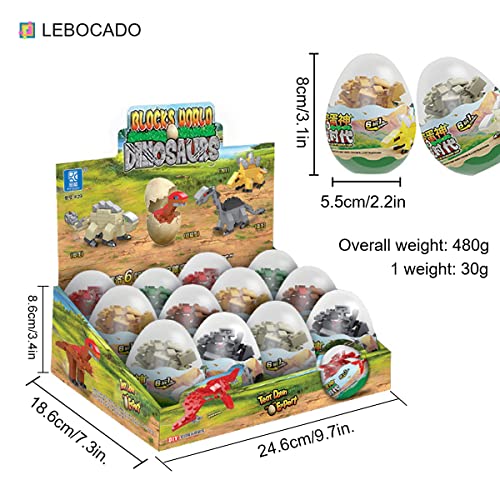 LEBOCADO Mini Building Block Sets,12 Pack Dinosaur Toys Building Blocks, 6 in 1 STEM Toys Eggs Building Sets, Party Favors for Kids Goodie Bags Prizes Birthday - Image 2