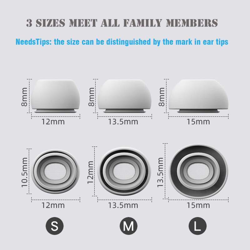 Replacement Ear Tips: 3 Pairs White Soft Silicone Ear Tips - Noise Reduction Holes Secure Comfortable Fit, Pro Ear Tips for AirPods Pro 2nd Generation, S M L Sizes for Worn Lost Ear Tip Replacement - Image 4