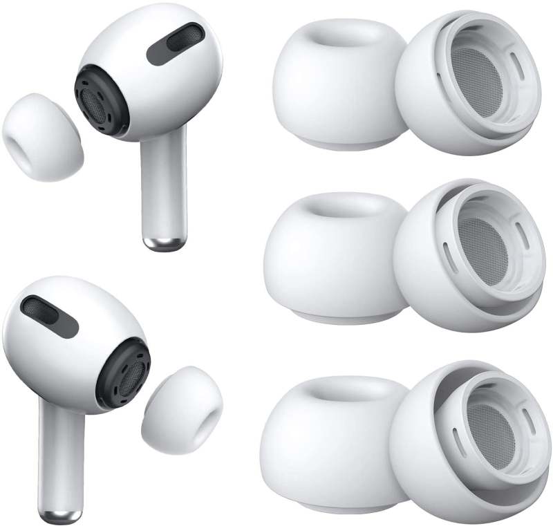 Replacement Ear Tips: 3 Pairs White Soft Silicone Ear Tips - Noise Reduction Holes Secure Comfortable Fit, Pro Ear Tips for AirPods Pro 2nd Generation, S M L Sizes for Worn Lost Ear Tip Replacement - Image 1