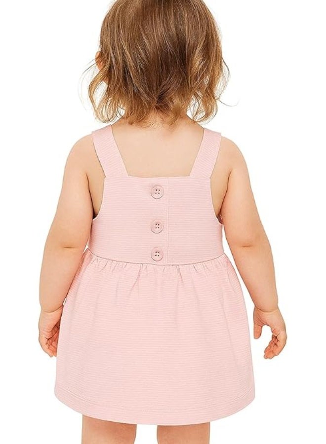 Smarties AE Toddler Girl Pink Overall Dress | Fits 18-24 Months |  Soft Textured Cotton Pinafore with Bunny Embroidery | Sleeveless Jumper, Easy Back Buttons  | UAE Summer Outfit - Image 3