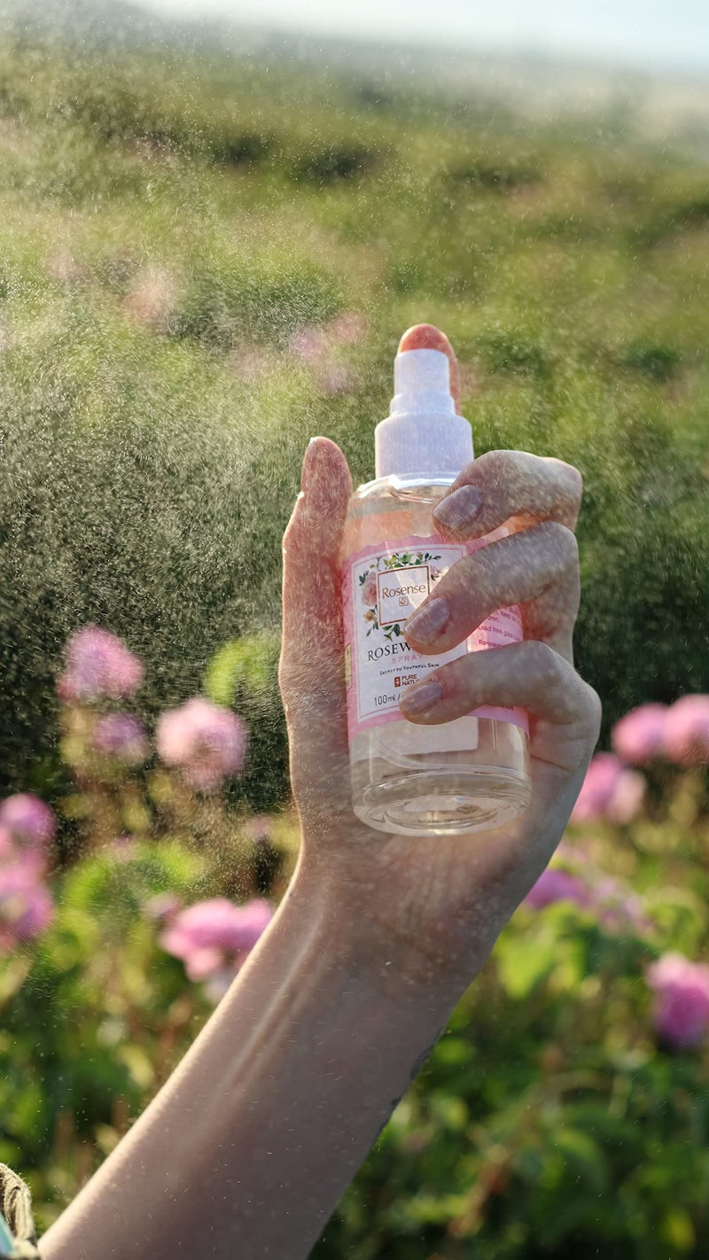 Rosense Glass Bottle Rosewater Hydrating Facial Toner/Rose Water Face Mist 3.4 Oz - Image 4