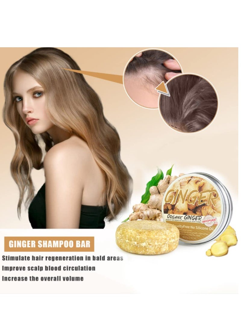 MAITING 3 Pcs Natural Ginger Shampoo Bar for Hair Regrowth - Promotes Hair Growth, Anti Hair Loss  - Image 3