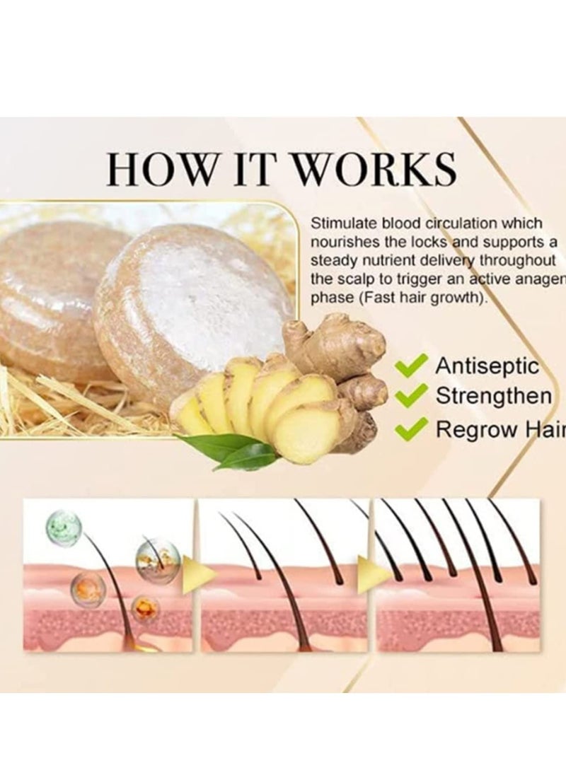 MAITING - 3 Pcs Natural Ginger Shampoo Bar for Hair Regrowth - Promotes Hair Growth, Anti Hair Loss - Image 1