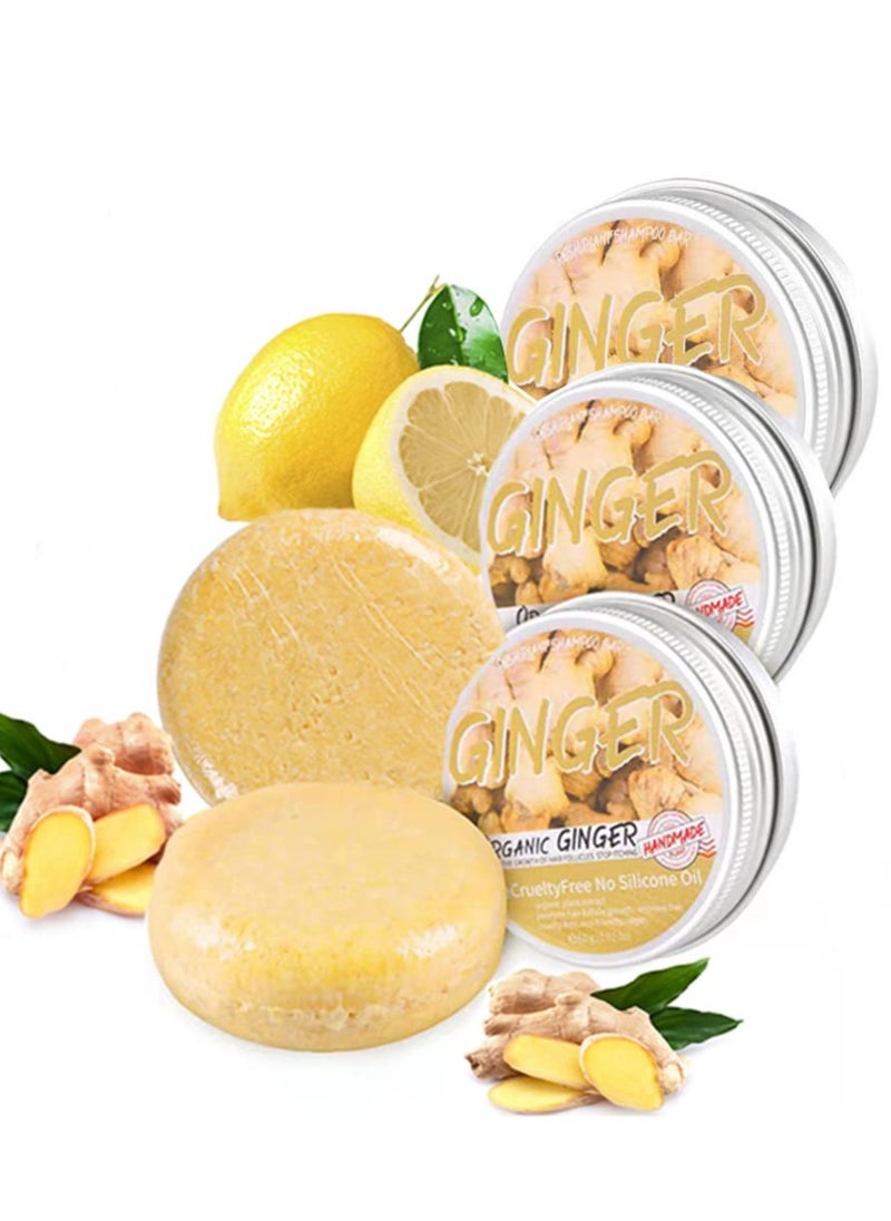 MAITING 3 Pcs Natural Ginger Shampoo Bar for Hair Regrowth - Promotes Hair Growth, Anti Hair Loss  - Image 1