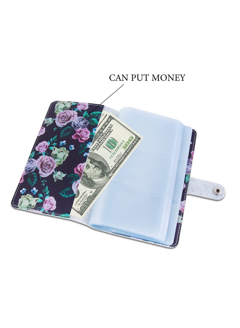 RFID Blocking Credit Card Holder and Business Card Organizer with 96 Slots, Protect Your Cards from Loss and Damage (Black Rose) - Image 2