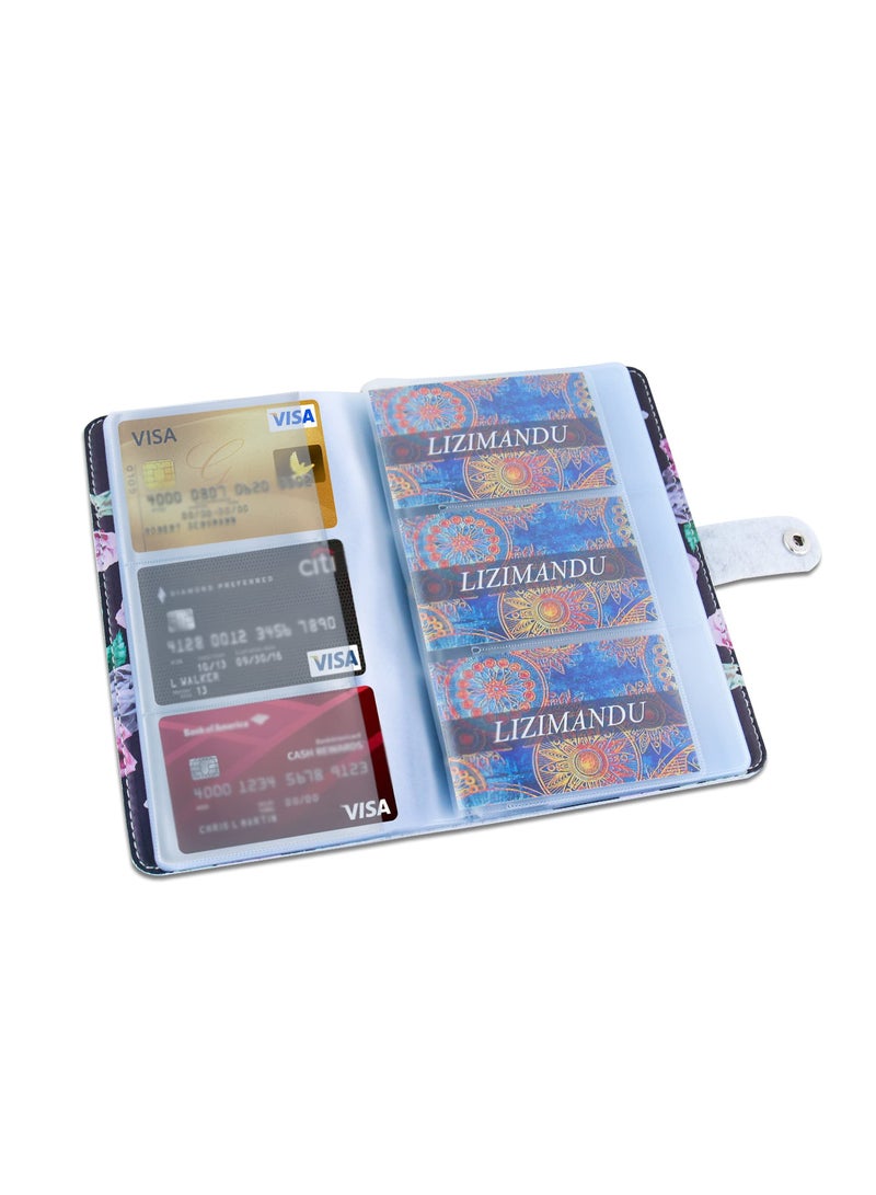 RFID Blocking Credit Card Holder and Business Card Organizer with 96 Slots, Protect Your Cards from Loss and Damage (Black Rose) - Image 3