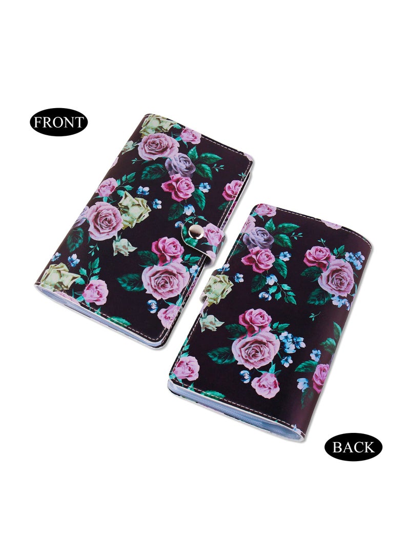 RFID Blocking Credit Card Holder and Business Card Organizer with 96 Slots, Protect Your Cards from Loss and Damage (Black Rose) - Image 5