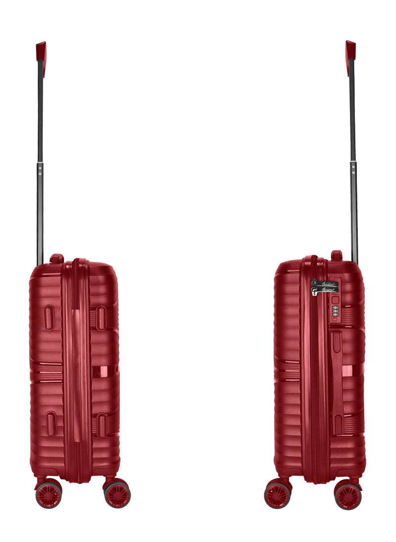 SENATOR - Hard Case Carry On Luggage Trolley For Unisex Polypropylene Lightweight 4 Double Wheeled Suitcase With Built In TSA Type Lock Travel Bag KH1005 Wine Red - Image 1