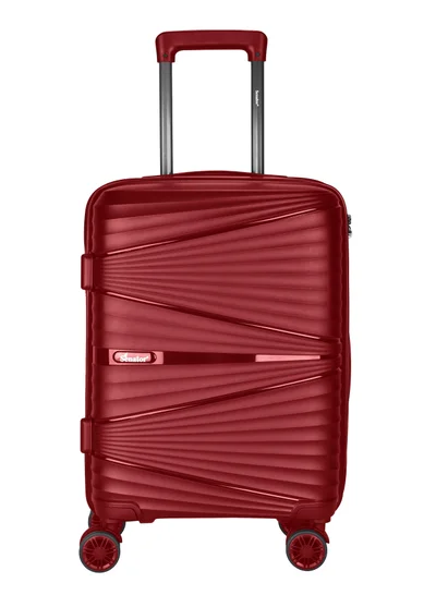 SENATOR Hard Case Carry On Luggage Trolley For Unisex Polypropylene Lightweight 4 Double Wheeled Suitcase With Built In TSA Type Lock Travel Bag KH1005 Wine Red