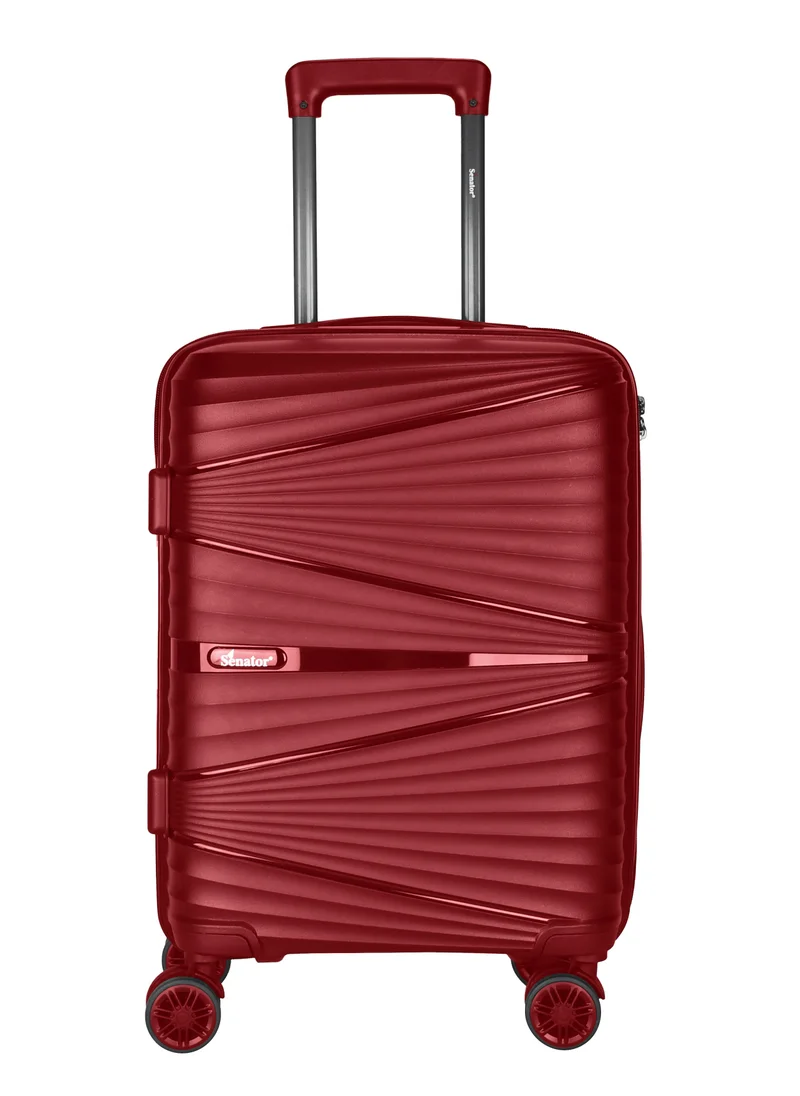 سيناتور Hard Case Carry On Luggage Trolley For Unisex Polypropylene Lightweight 4 Double Wheeled Suitcase With Built In TSA Type Lock Travel Bag KH1005 Wine Red