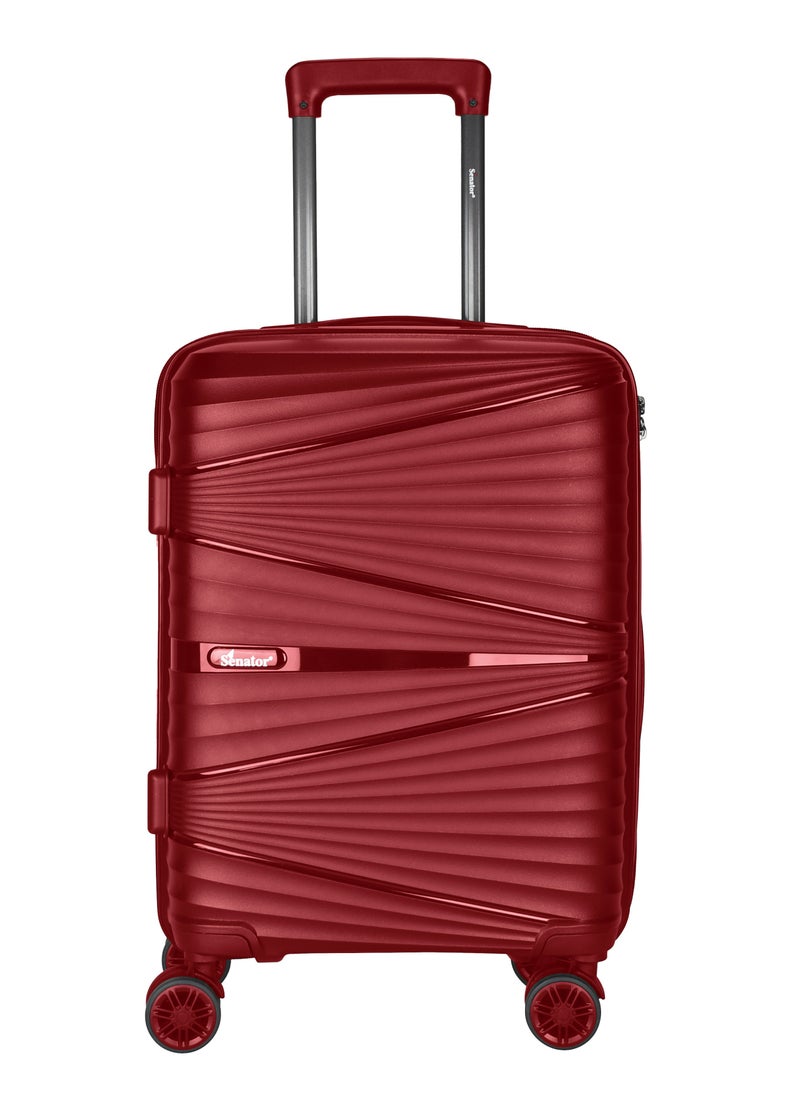 SENATOR - Hard Case Carry On Luggage Trolley For Unisex Polypropylene Lightweight 4 Double Wheeled Suitcase With Built In TSA Type Lock Travel Bag KH1005 Wine Red - Image 1